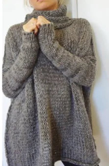 Long Sleeve Women's Sweater, High Neck, Solid Color
