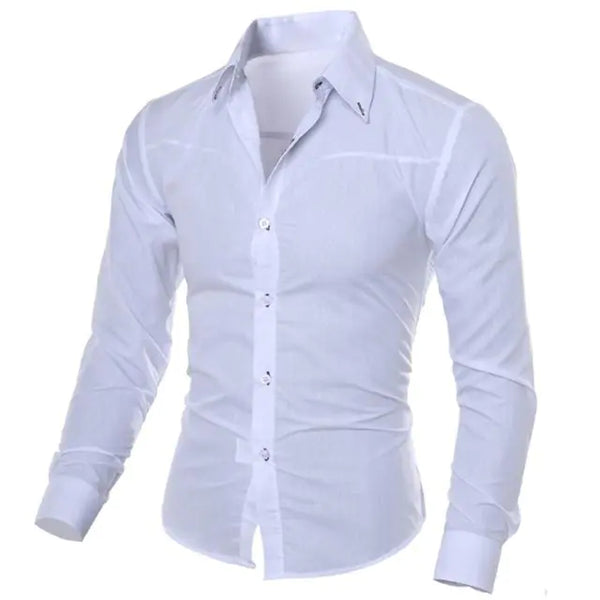Slim Fit Long Sleeve Cotton Shirt for Men - British Style