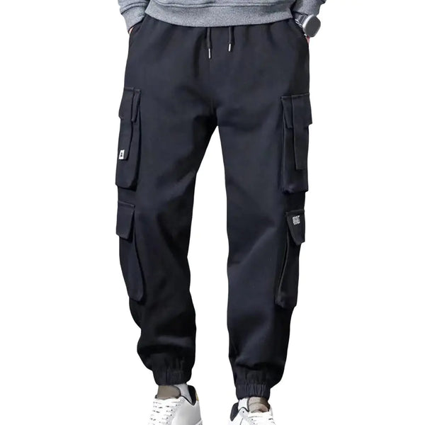Men's Loose Cargo Pants with Drawstring and Pockets