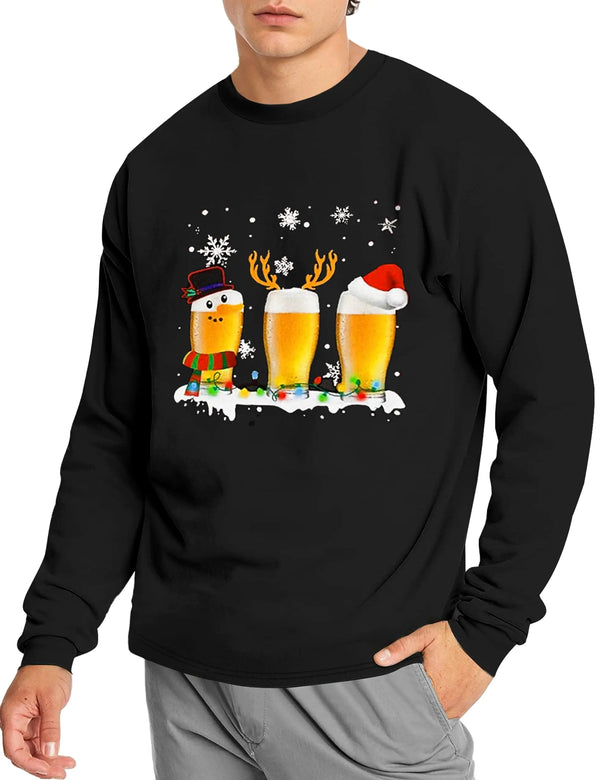 TyeSmo Christmas Tshirts Shirts for Men Christmas T Shirt for Men Christmas Tshirt for Men Mens Long Sleeve Christmas Tee Shirts Mens Funny Christmas T Shirts Mens Christmas Shirt XL Black