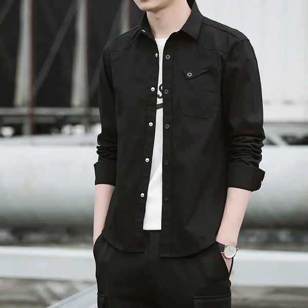 Men's Casual Loose Long Sleeve Work Shirt Jacket