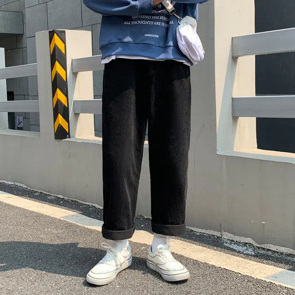 Men's Korean Style Corduroy Wide-Leg Casual Pants