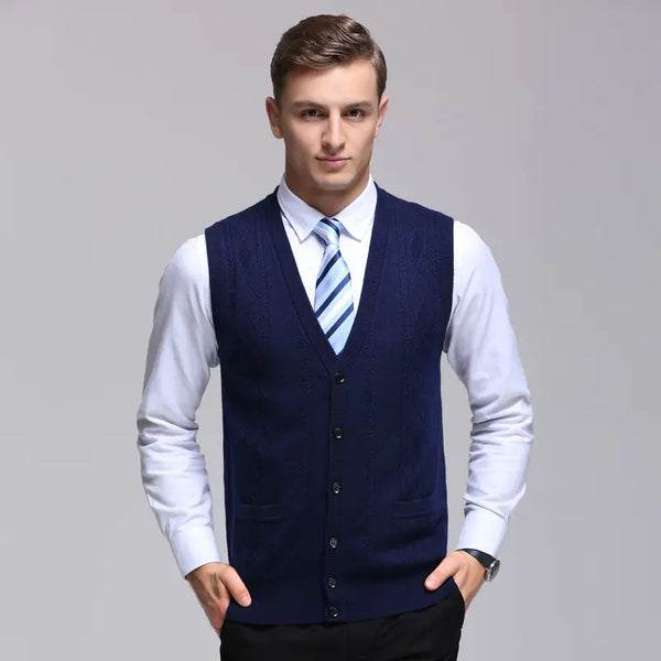 Men's Knitted Wool Vest for Middle-aged Sweaters
