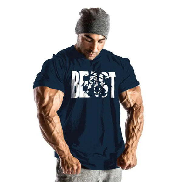 Cotton Short Sleeve Fitness Beast Men's T-Shirt