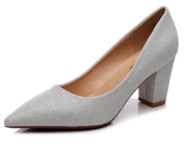 VenusCelia Womens Lewin Pump Chunky Heel Shoe (6 M USSilver Glitter)