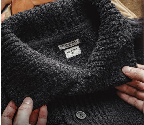 Lapel-Collar Thermal Men's Sweater