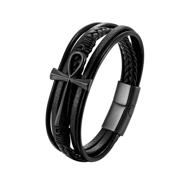 Multi-layer Braided Leather Bracelet for Men