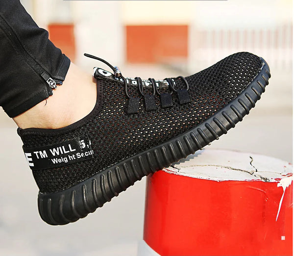 Lightweight Summer Safety Shoes for Men, Breathable Steel Toe