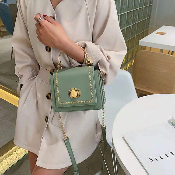 Women's Crossbody Bag, Leather Chain Square Bag