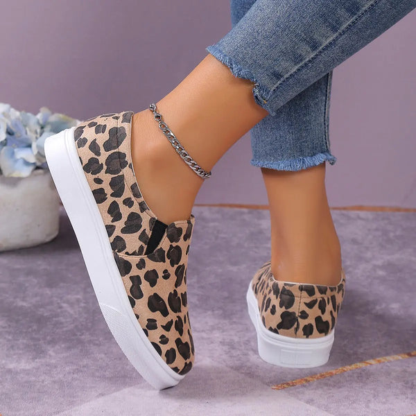 Women's Casual Leopard Print Canvas Flat Shoes