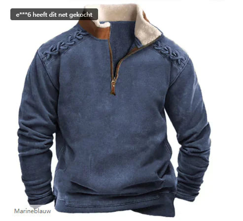 Men's Long Sleeve Half-Zip Printed Casual Shirt