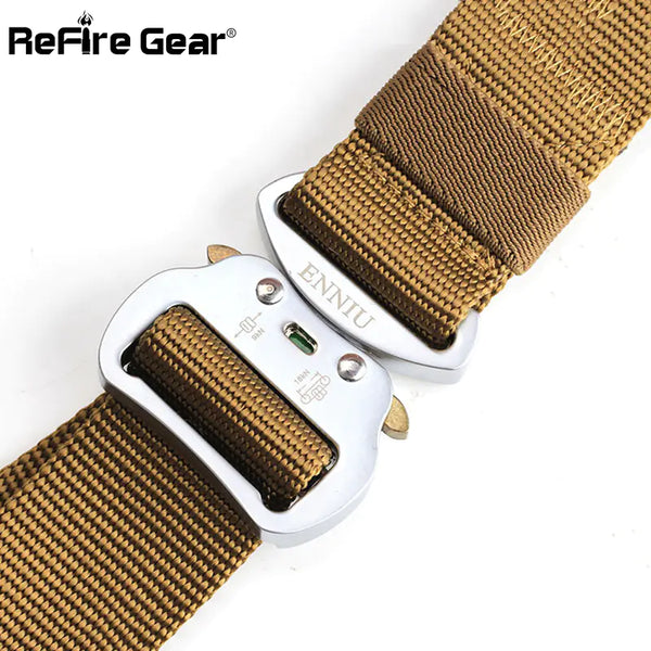 Tactical Men's Belt with Aluminum Buckle and Nylon Strap