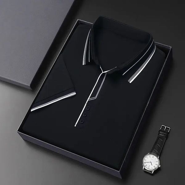 Men's Color Block Polo T-Shirt - Casual Slim Fit Top