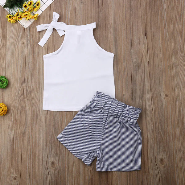 Summer Baby Girl Clothes Set: Sleeveless T-Shirt & Shorts