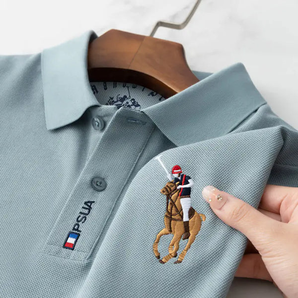 Men's Cotton Polo Shirt - Embroidered Short Sleeve Tee