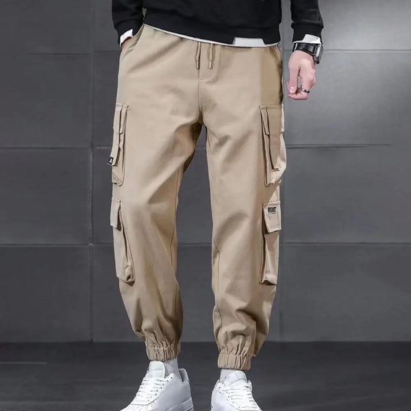 Men's Loose Cargo Pants with Drawstring and Pockets