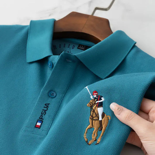 Men's Cotton Polo Shirt - Embroidered Short Sleeve Tee