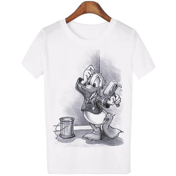 Women's Cartoon Short Sleeve T-Shirt - Casual Style