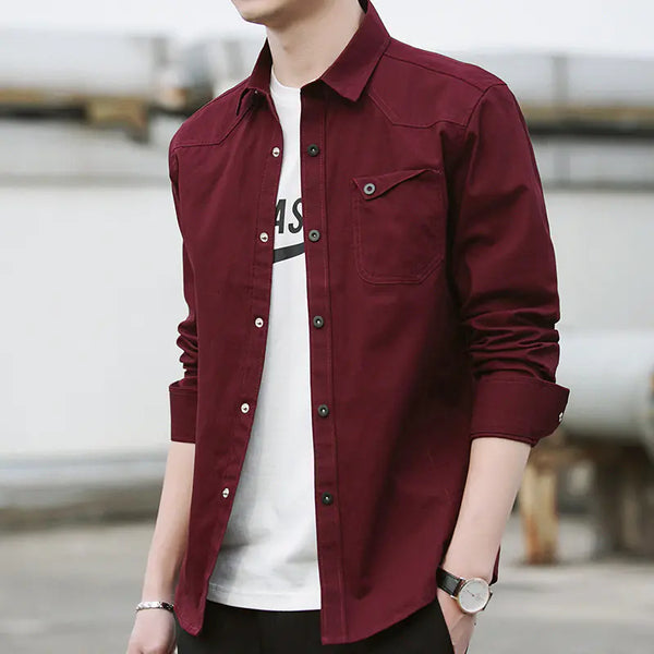 Men's Casual Loose Long Sleeve Work Shirt Jacket