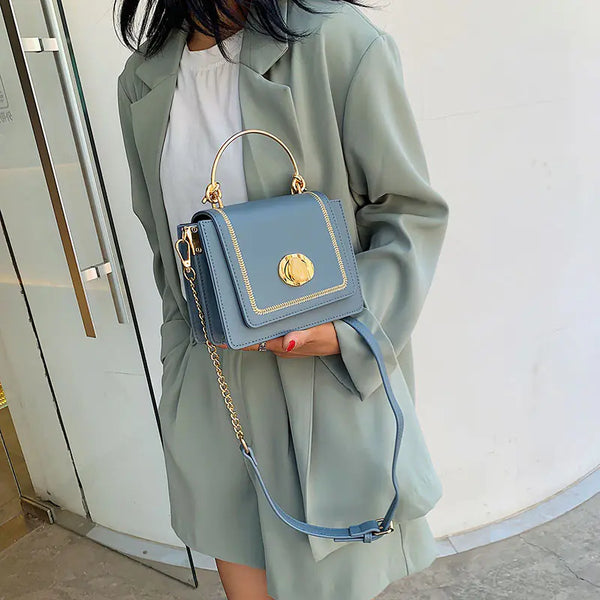 Women's Crossbody Bag, Leather Chain Square Bag
