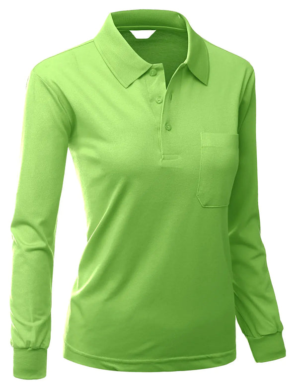 Womens Sporty Style TC Polo Dri Fit Collar T-Shirt LightGreen Size L
