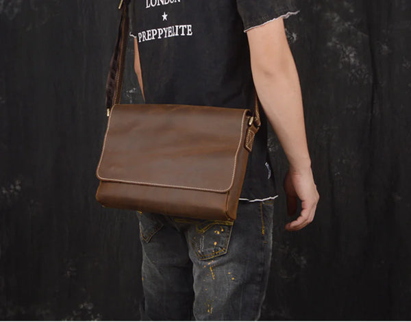 Vintage Handmade Men's Leather Crossbody Bag