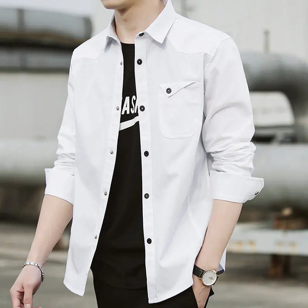Men's Casual Loose Long Sleeve Work Shirt Jacket
