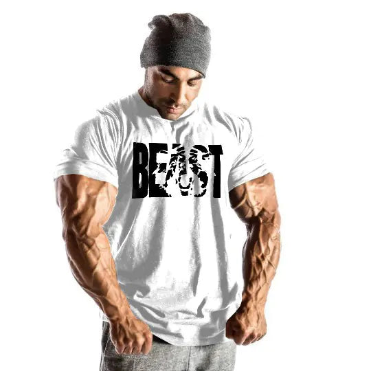 Cotton Short Sleeve Fitness Beast Men's T-Shirt