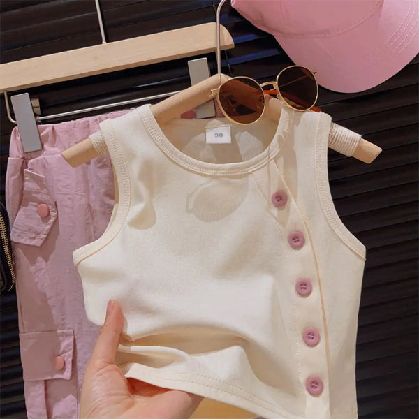 Summer Baby Girl Fashion T-Shirt and Cargo Pants Set