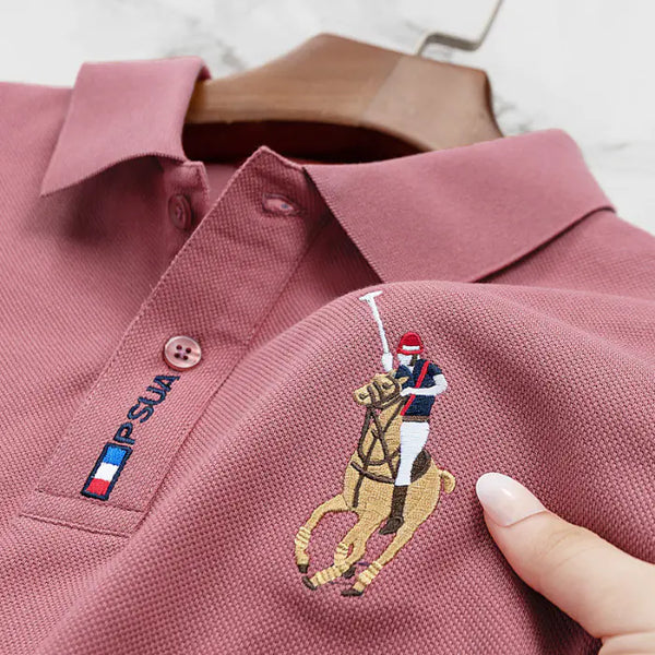 Men's Cotton Polo Shirt - Embroidered Short Sleeve Tee
