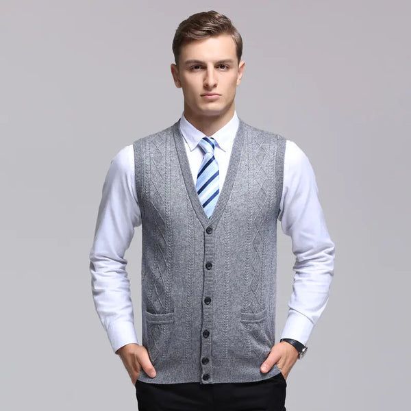 Men's Knitted Wool Vest for Middle-aged Sweaters