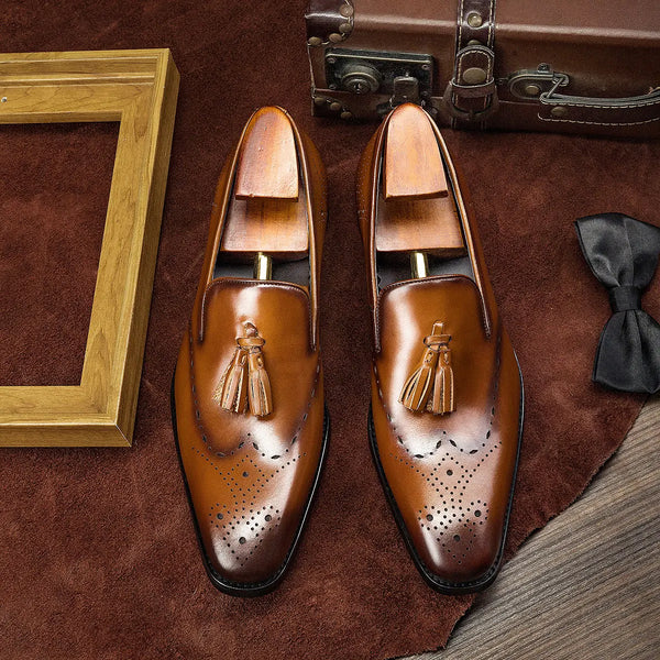Fringed Cowhide Business Shoes for Men