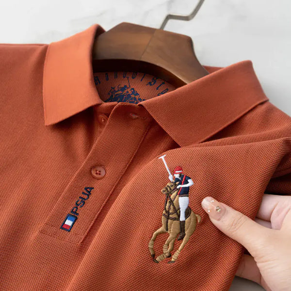 Men's Cotton Polo Shirt - Embroidered Short Sleeve Tee