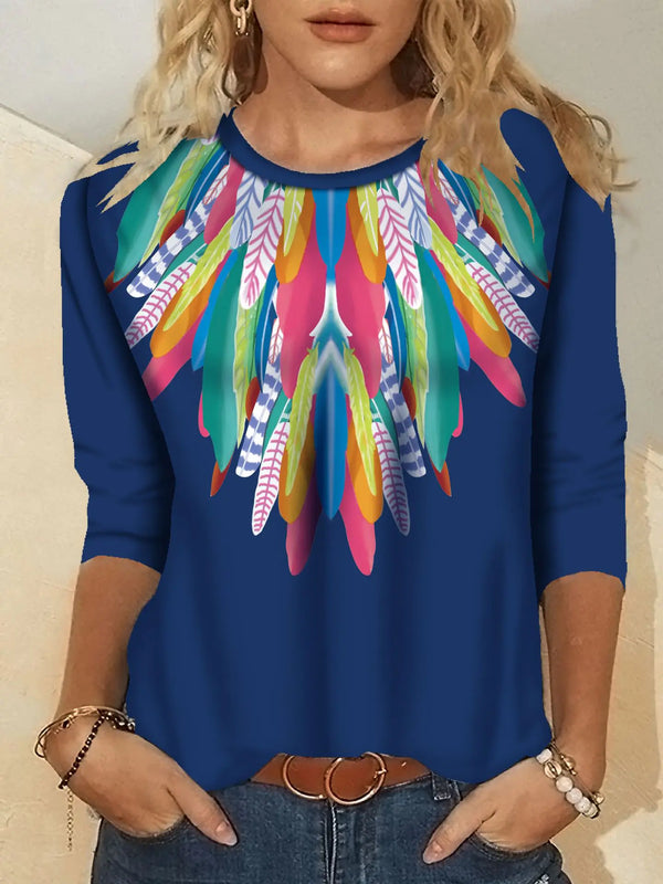 Women's Fashion Printed Long Sleeve Crew Neck T-Shirt