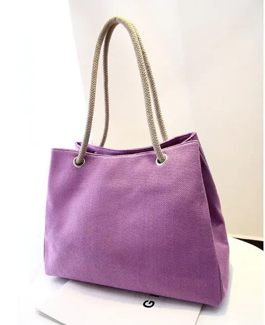 Summer Beach Women's Bag - Cotton Linen Tote Bag