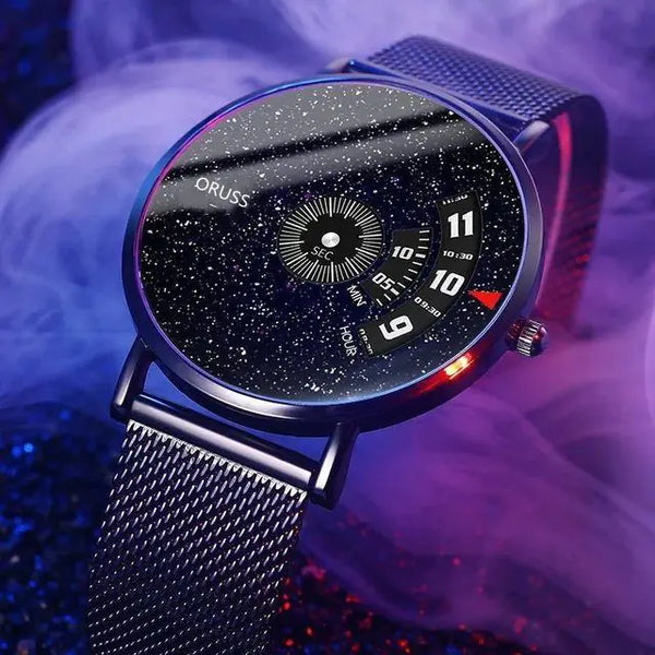 Men's Waterproof Automatic Steel Watch with Black Tech