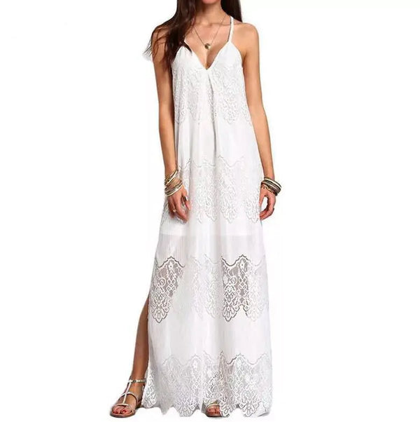 Summer Women's Lace V-Neck Spliced Dress (Beach Dress)