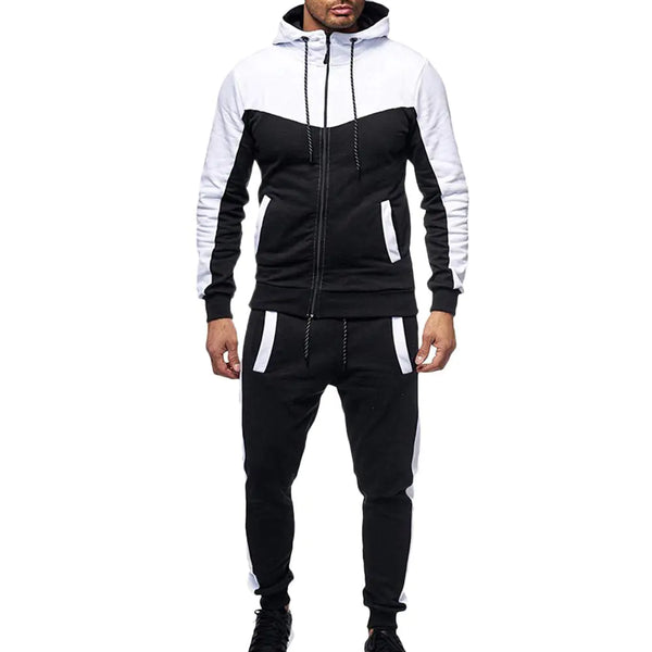 Marine Royal Track Suits for Men Set Full Zip Sweatsuit Outdoor Jogging Men Tracksuits (L White)