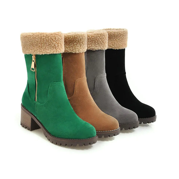 Winter New Suede High Heel Mid-Calf Women's Boots