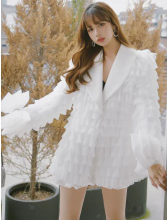 Princess Style Multi-layer Mesh Panel Women's Suit