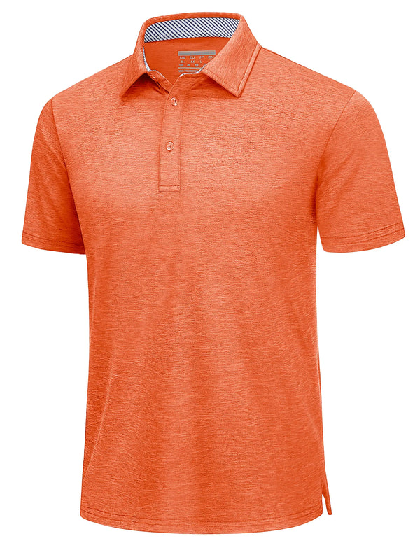 TACVASEN Mens Polyester Golf Shirt for Hiking Golf Running Workout Spring Polo Shirt for Men Orange