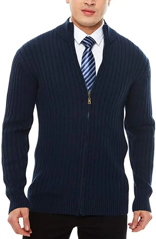 Knitted Sweater Coat with Suit Collar Design