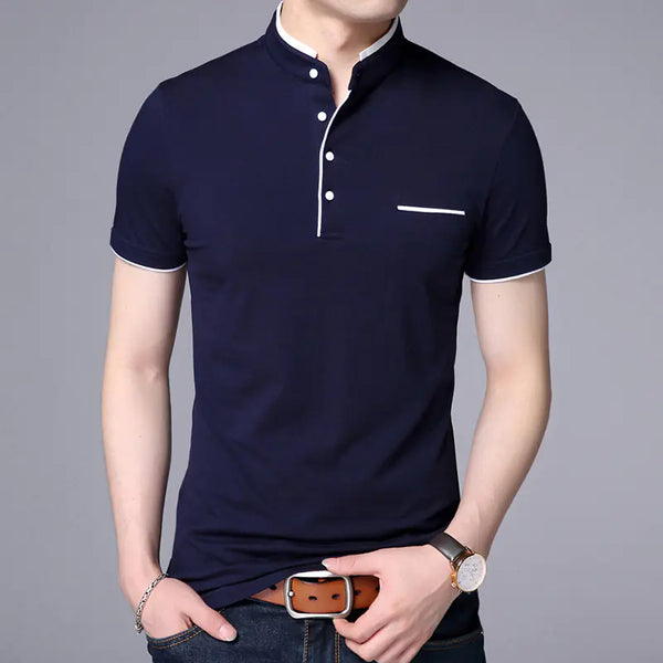 Men's Fashionable Solid Color Cotton Polo T-Shirt
