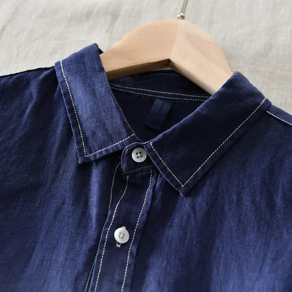 100% Pure Linen Gradient Long Sleeve Shirt for Men