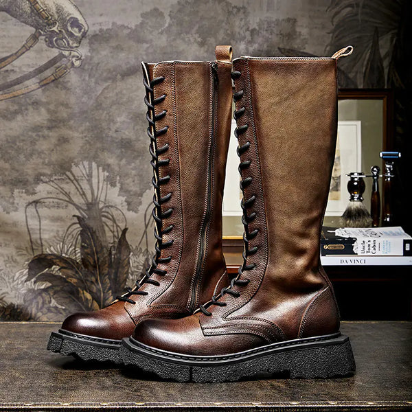 Vintage Leather Martin Boots for Men