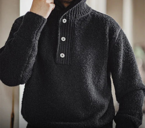 Lapel-Collar Thermal Men's Sweater