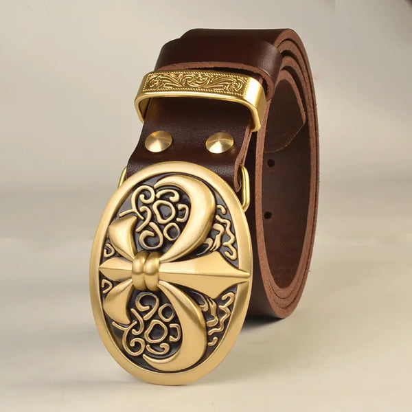Men's Solid Brass Buckle Genuine Leather Belt