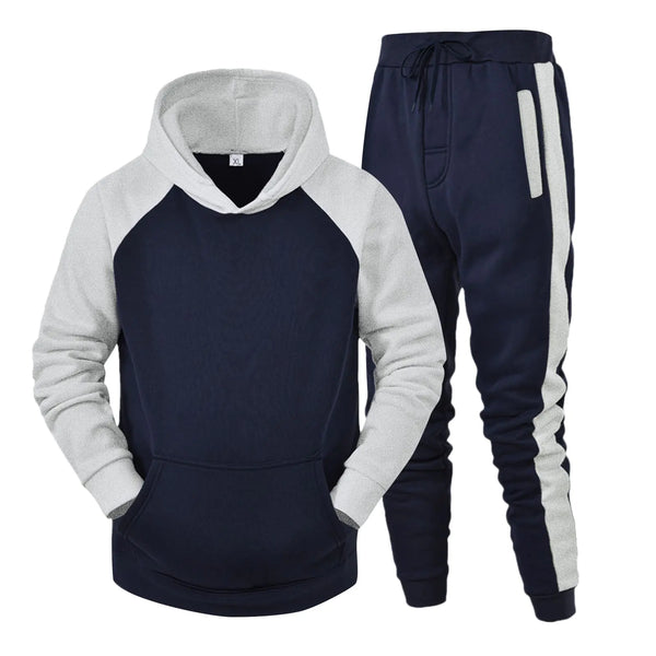 Mens Tracksuit 2 Piece Hoodie Jogging Sweatsuits Sets Pullover Casual Running Sport Hoodie and Sweatpants Set for Men Navy XX-Large