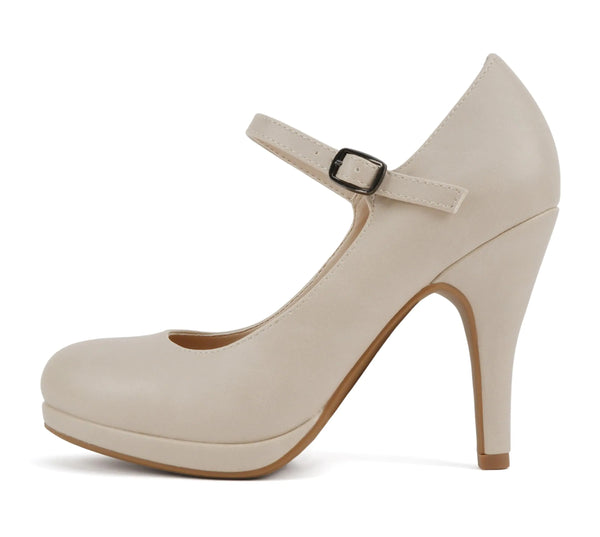 CITYCLASSIFIED Dennis High Heel Pump with Adjustable Ankle Strap (Nude Pu US Footwear Size System Adult Women Numeric Medium 8.5)