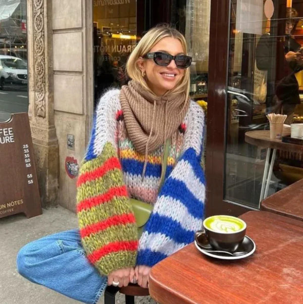 High-Quality Women's Mid-Length Hooded Mohair Sweater